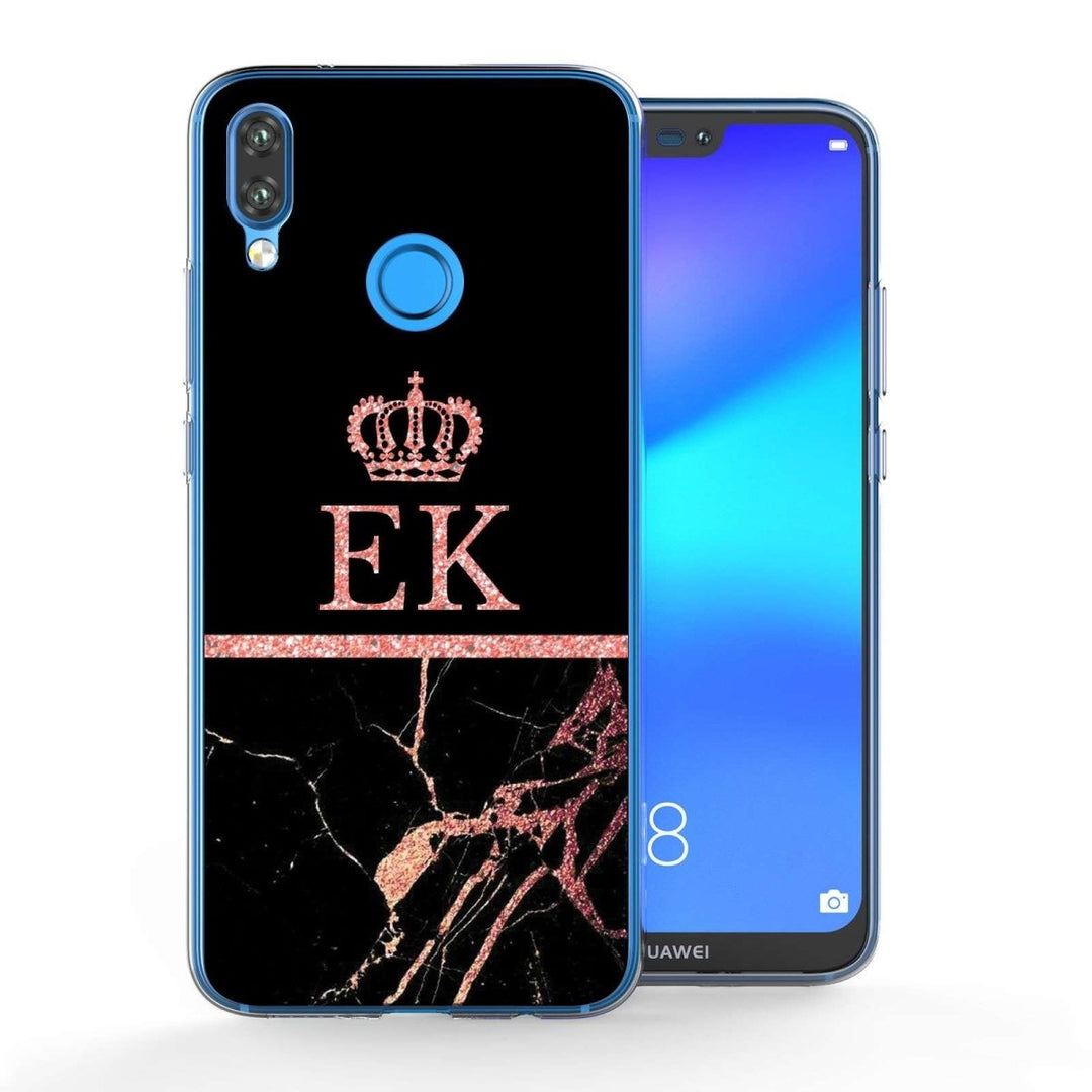 Huawei P20 Lite Black & Pink Marble Personalised TPU Gel Case - Mobile Madhouse