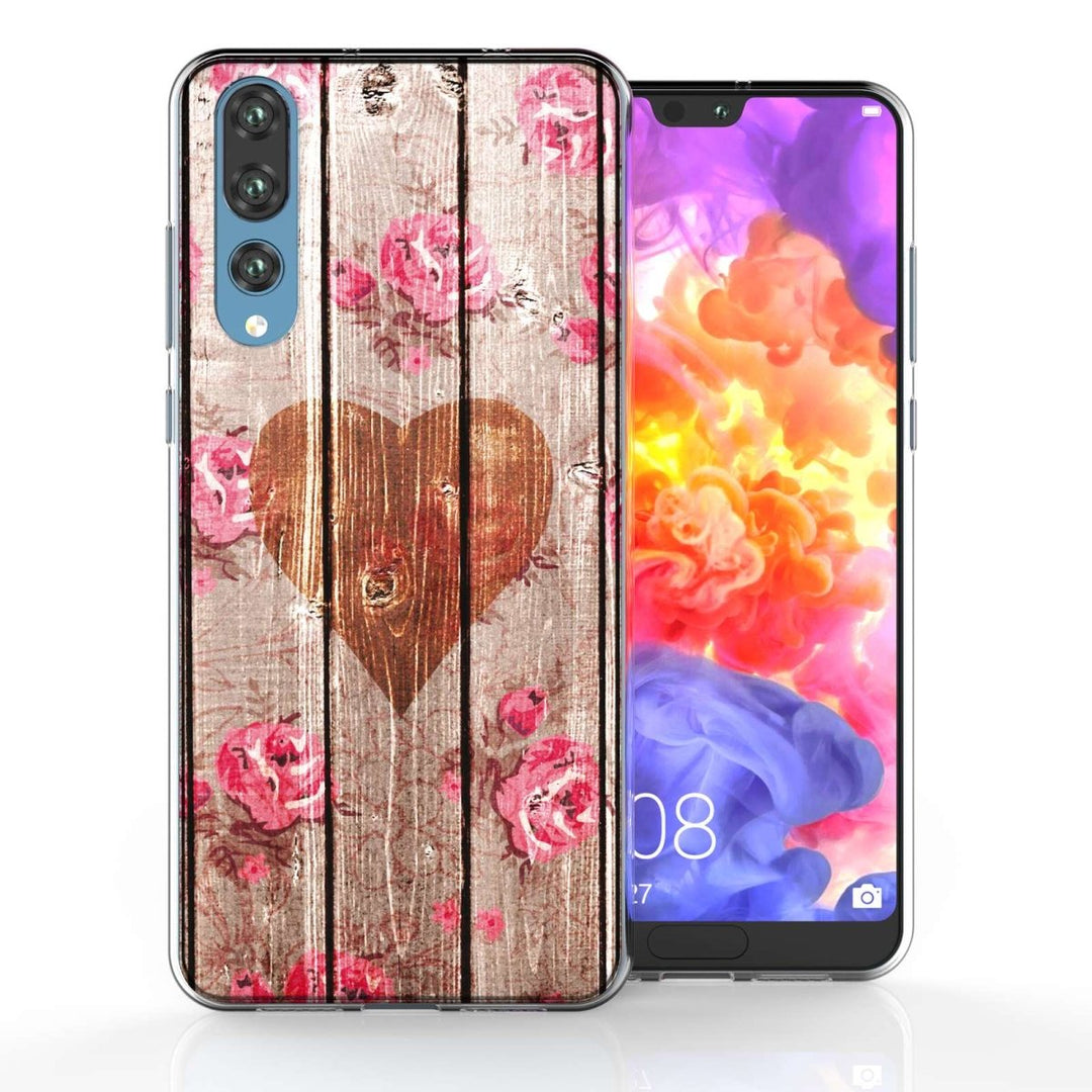 Huawei P20 Pro Vintage Wooden Heart TPU Gel Case - Mobile Madhouse