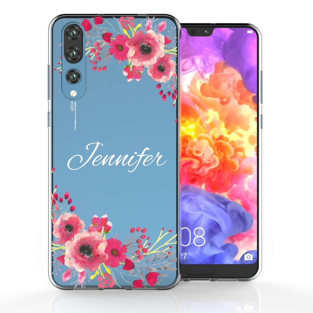 Huawei P20 Pro Clear Floral Personalised TPU Gel Case - Mobile Madhouse