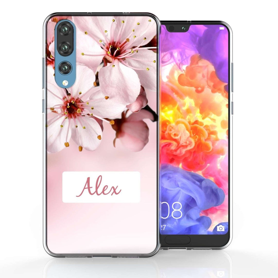Huawei P20 Pro Light Pink Floral Personalised TPU Gel Case - Mobile Madhouse