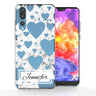 Huawei P20 Pro White Marble Hearts Personalised TPU Gel Case
