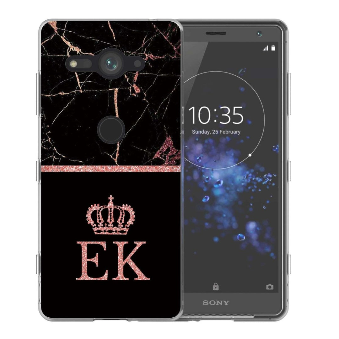 Sony Xperia XZ2 Compact Black & Pink Marble Personalised TPU Gel Case - Mobile Madhouse