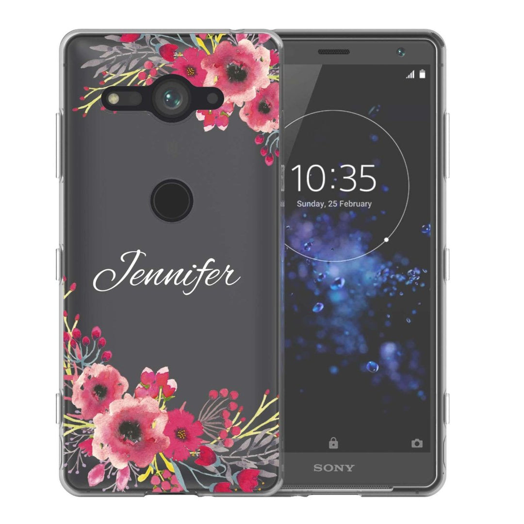 Sony Xperia XZ2 Compact Clear Floral Personalised TPU Gel Case - Mobile Madhouse
