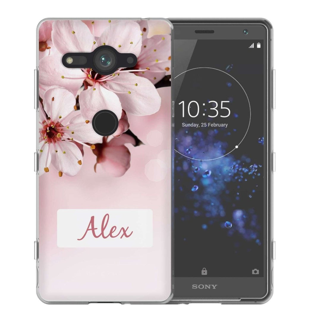 Sony Xperia XZ2 Compact Light Pink Floral Personalised TPU Gel Case - Mobile Madhouse