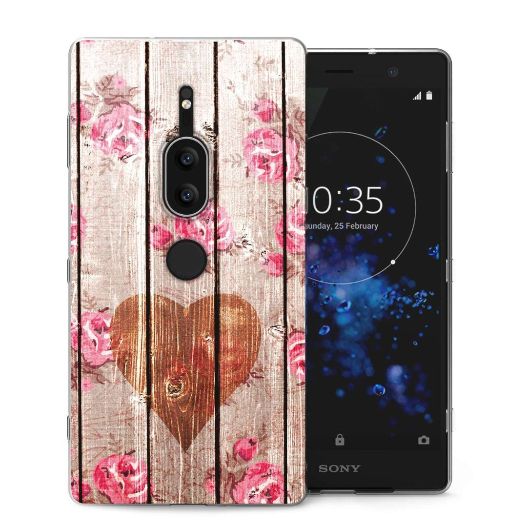 Sony Xperia XZ2 Premium Vintage Wooden Heart TPU Gel Case - Mobile Madhouse