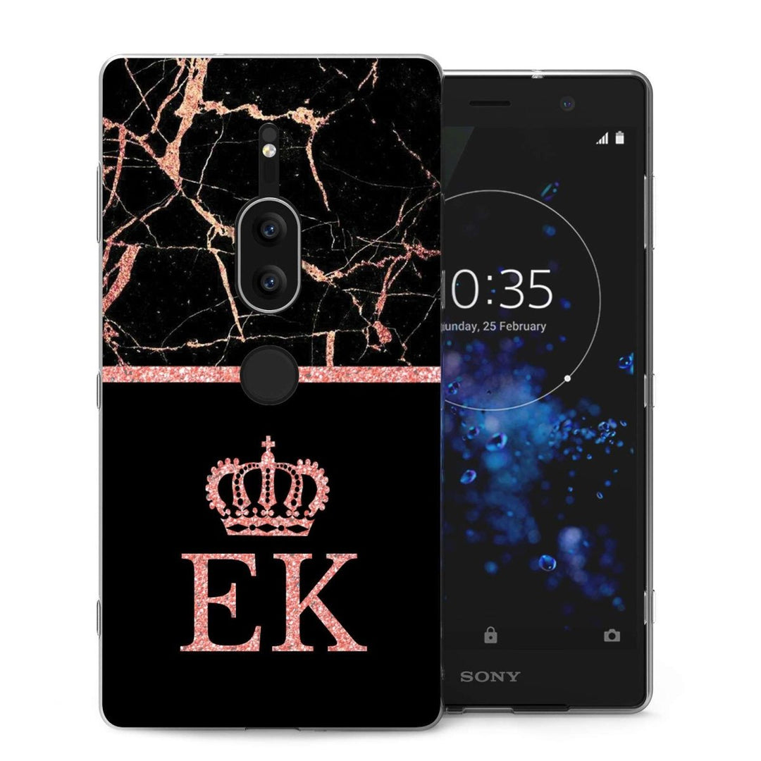 Sony Xperia XZ2 Premium Black & Pink Marble Personalised TPU Gel Case - Mobile Madhouse