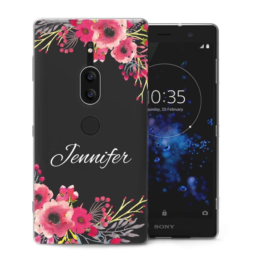Sony Xperia XZ2 Premium Clear Floral Personalised TPU Gel Case - Mobile Madhouse