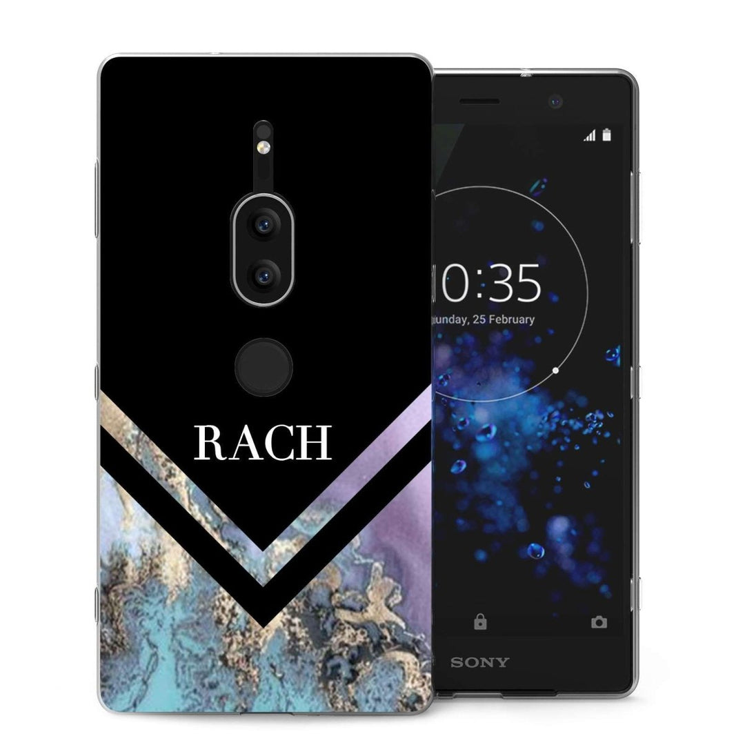 Sony Xperia XZ2 Premium Black Blue Arrow Personalised TPU Gel Case - Mobile Madhouse