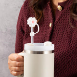 Daisy Straw Cover Topper - White & Pink