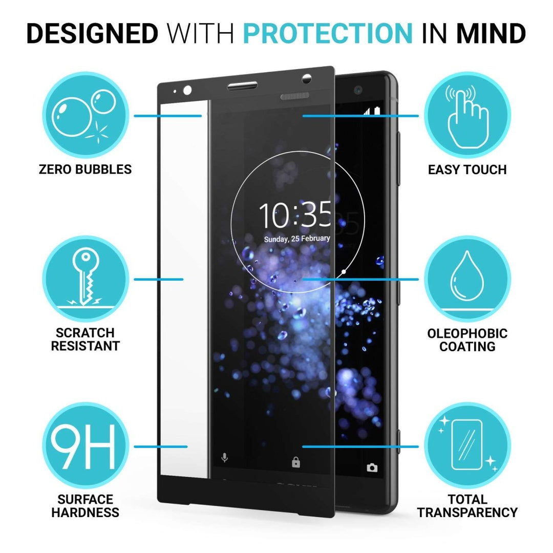 Sony Xperia XZ2 Tempered Glass (Single) - Black Edge - Mobile Madhouse