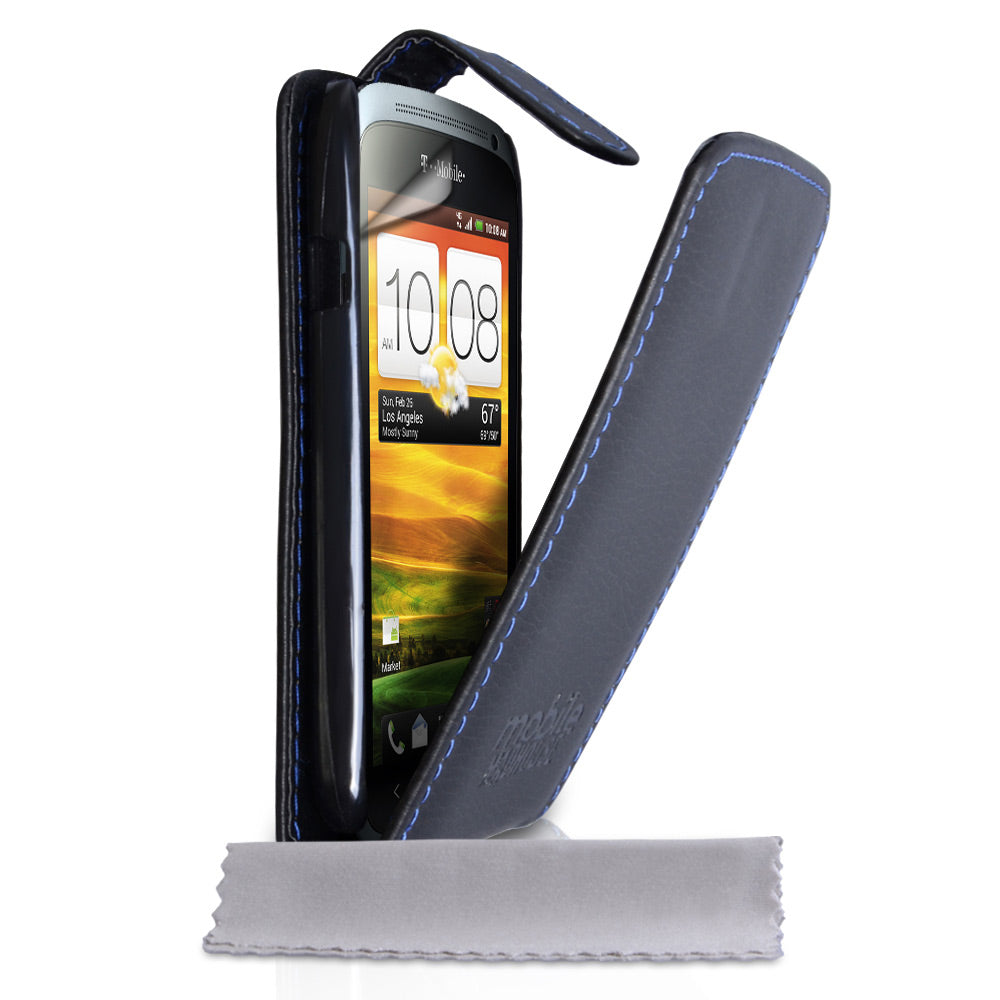 YouSave Accessories HTC One S Black Blue Leather Effect Flip Case