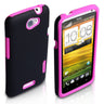 Yousave HTC One X Tough Mesh Combo Silicone Case - Pink-Black