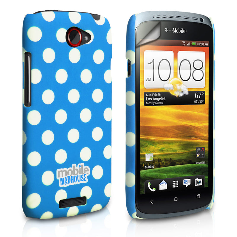 YouSave Accessories HTC One S Blue Polka Dot Hard Case 