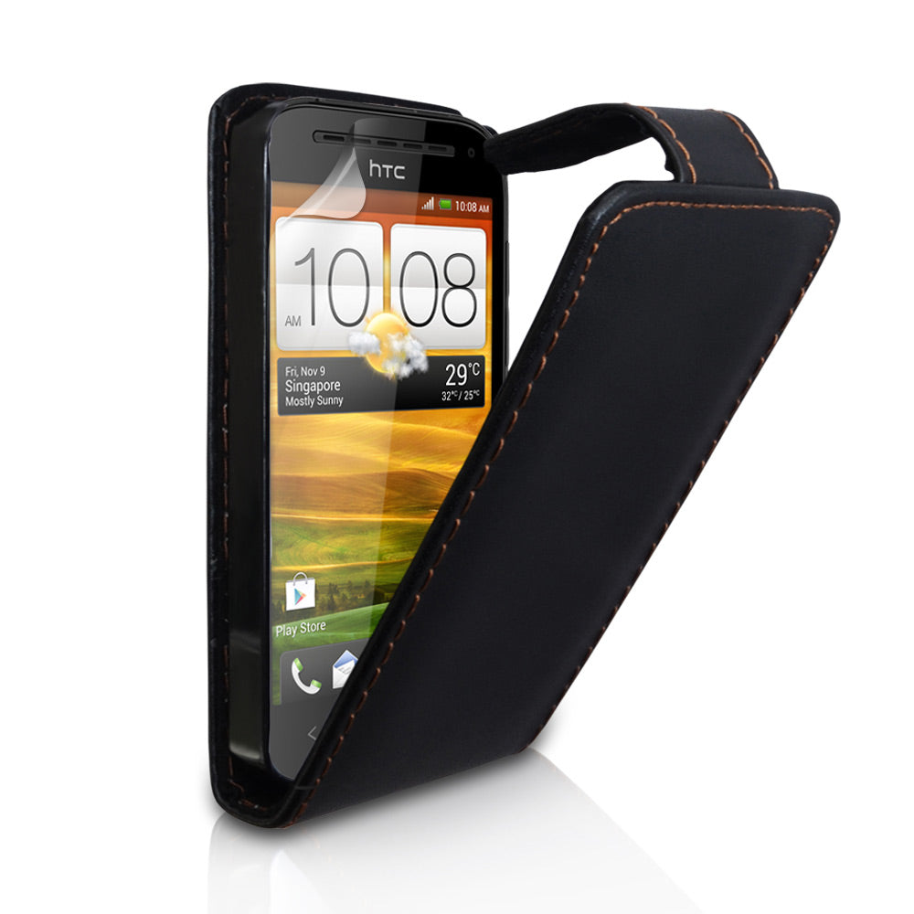 YouSave Accessories HTC One SV Leather Effect Flip Case - Black