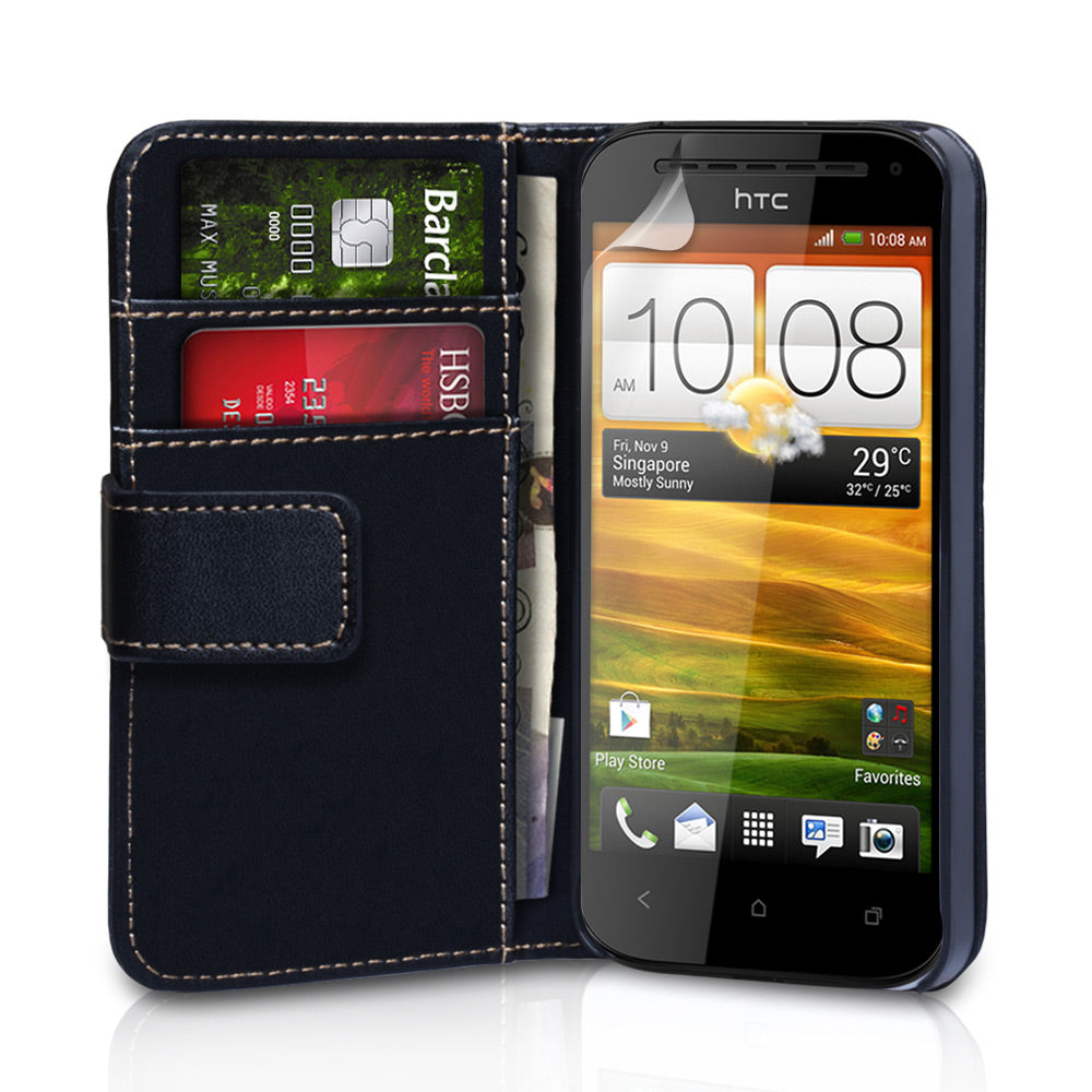 YouSave Accessories HTC One SV Leather Effect Wallet Case - Black