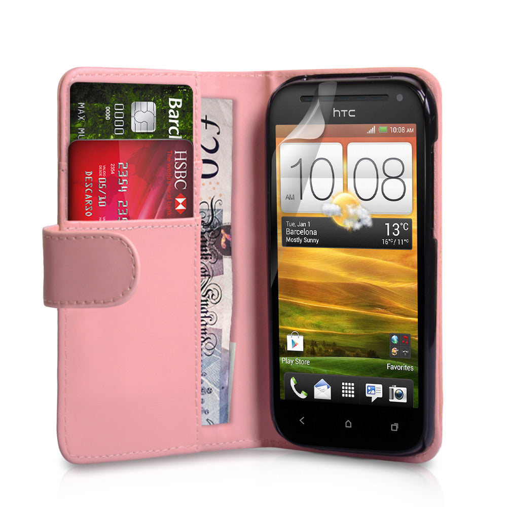 YouSave Accessories HTC One SV Leather Effect Wallet Case - Baby Pink
