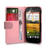 Yousave Accessories HTC One SV Leather-Effect Wallet Case - Baby Pink