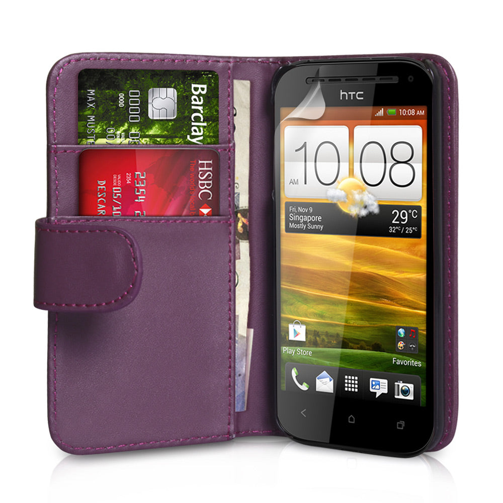 YouSave Accessories HTC One SV Leather Effect Wallet Case - Purple