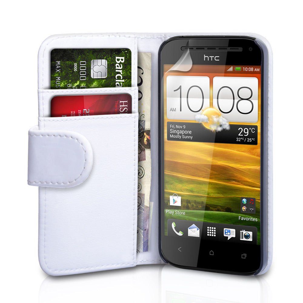 YouSave Accessories HTC One SV Leather Effect Wallet Case - White