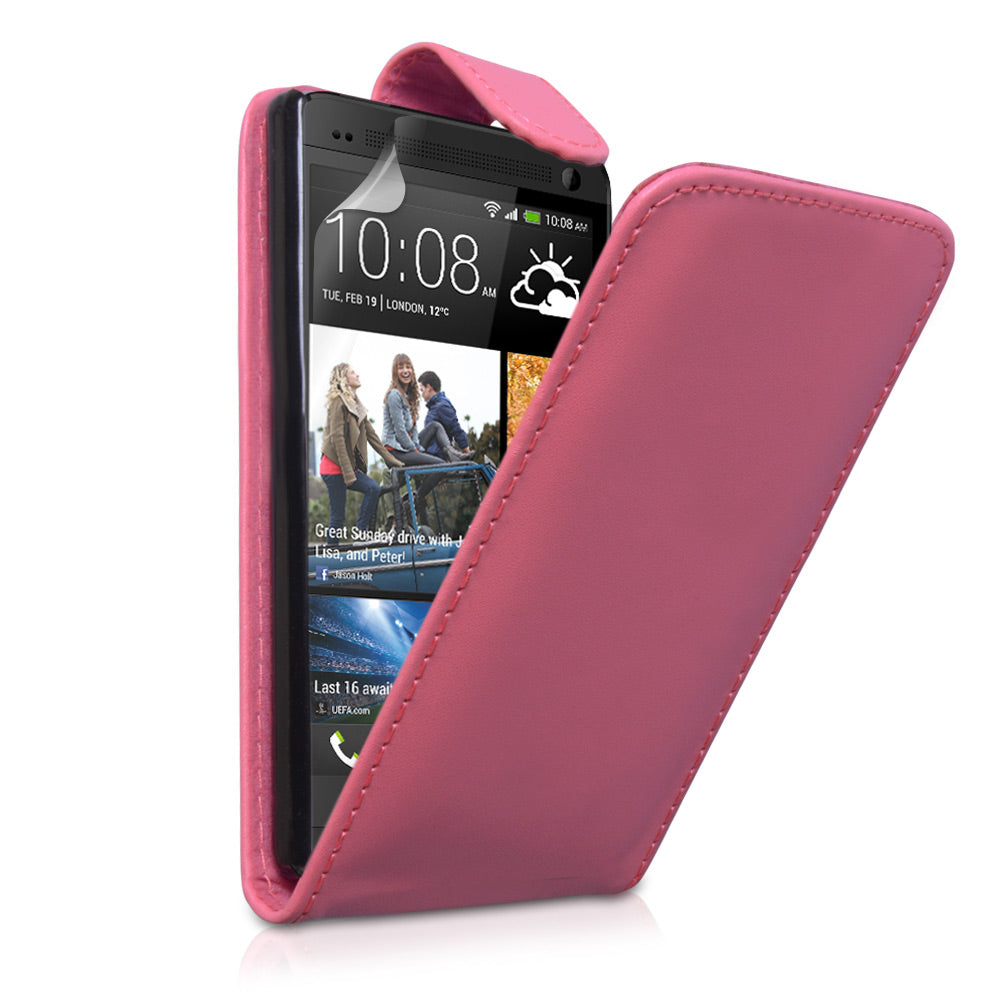 YouSave Accessories HTC One Leather Effect Flip Case - Hot Pink