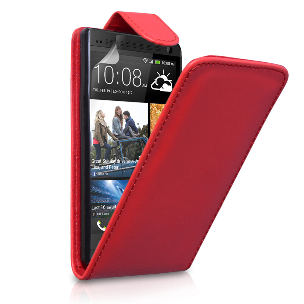 YouSave Accessories HTC One Leather Effect Flip Case - Red