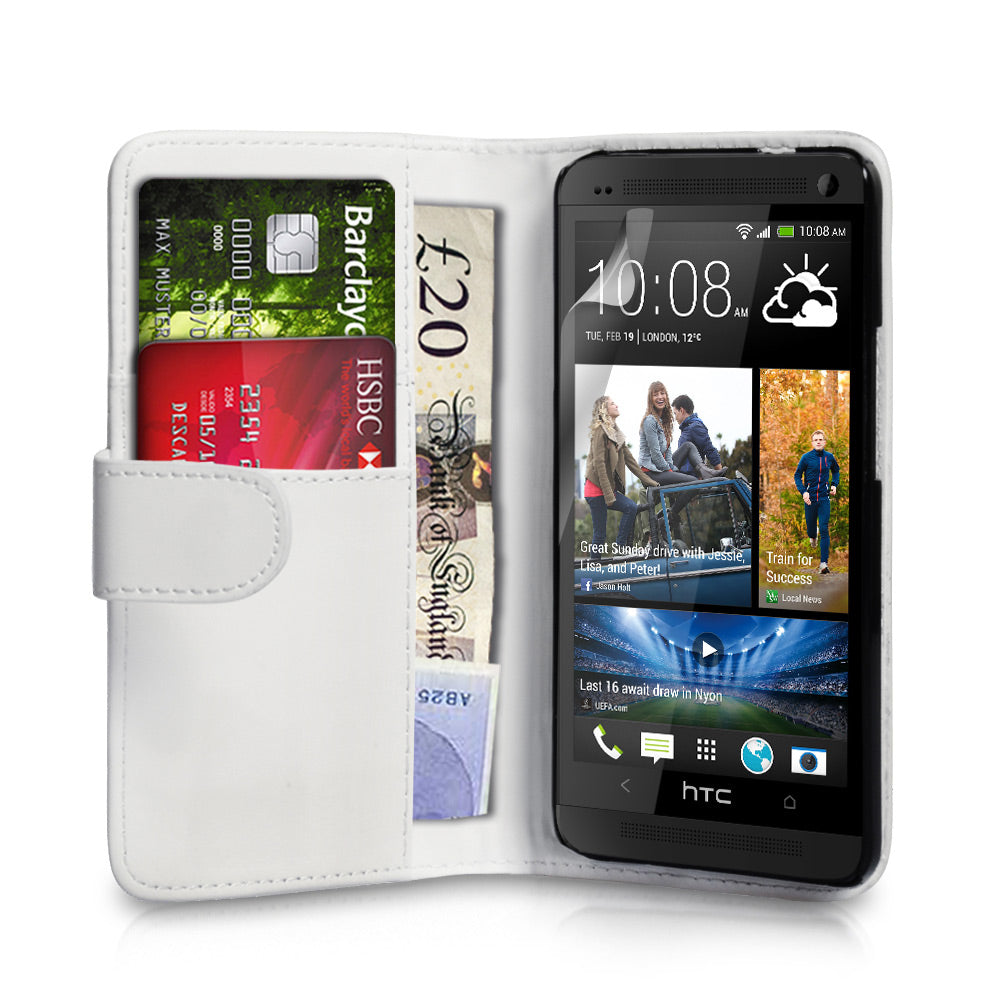 YouSave Accessories HTC One Leather Effect Wallet Case - White
