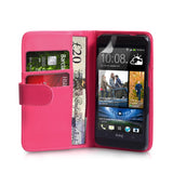 YouSave Accessories HTC One Leather Effect Wallet Case - Hot Pink