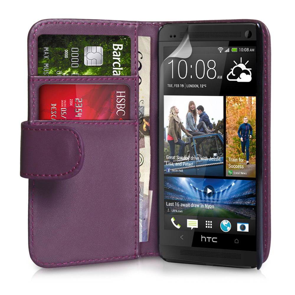 YouSave Accessories HTC One Leather Effect Wallet Case - Purple