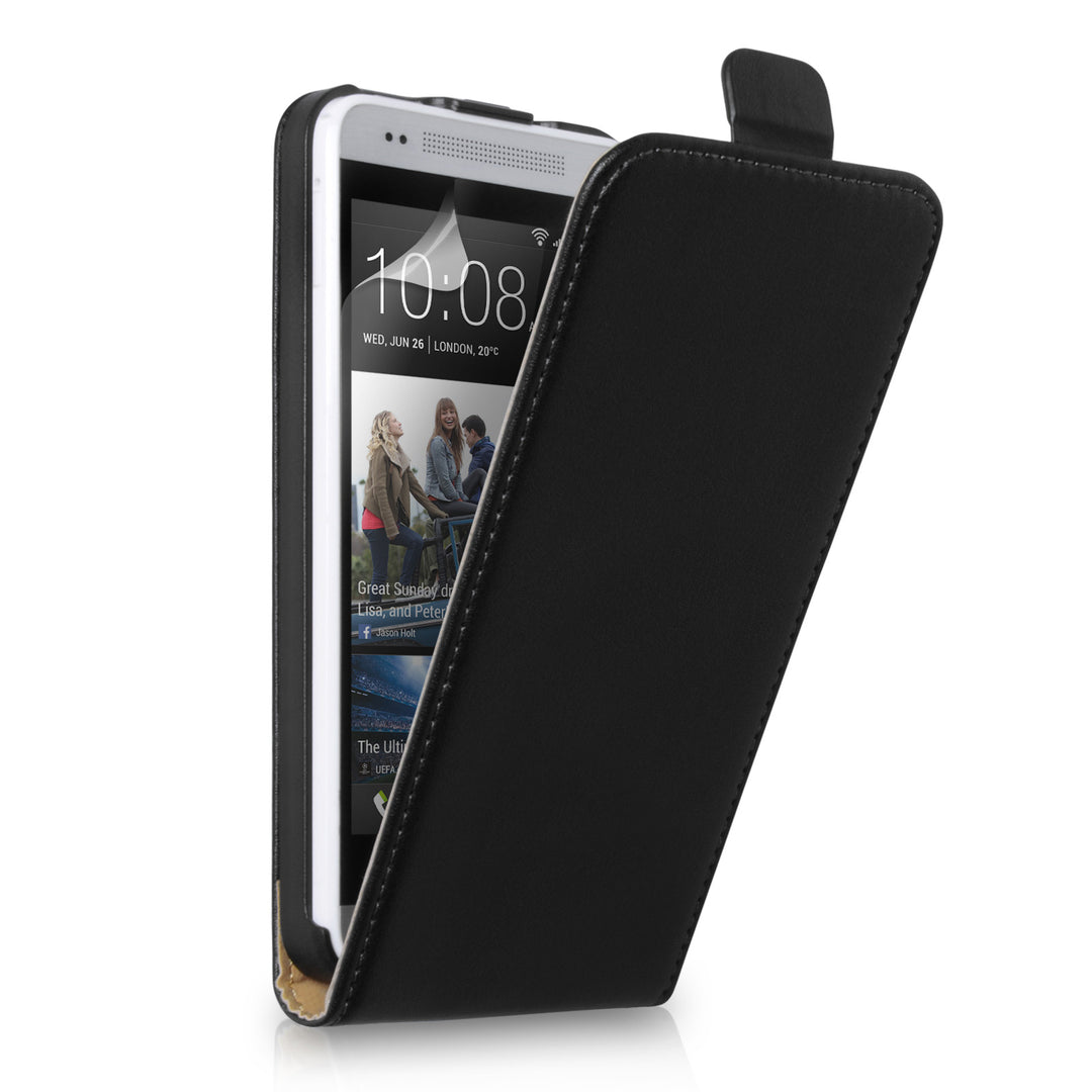 Caseflex HTC ONE Mini Real Leather Flip Case - Black