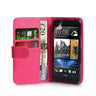 Yousave Accessories HTC One Mini Leather-Effect Wallet Case - Hot Pink