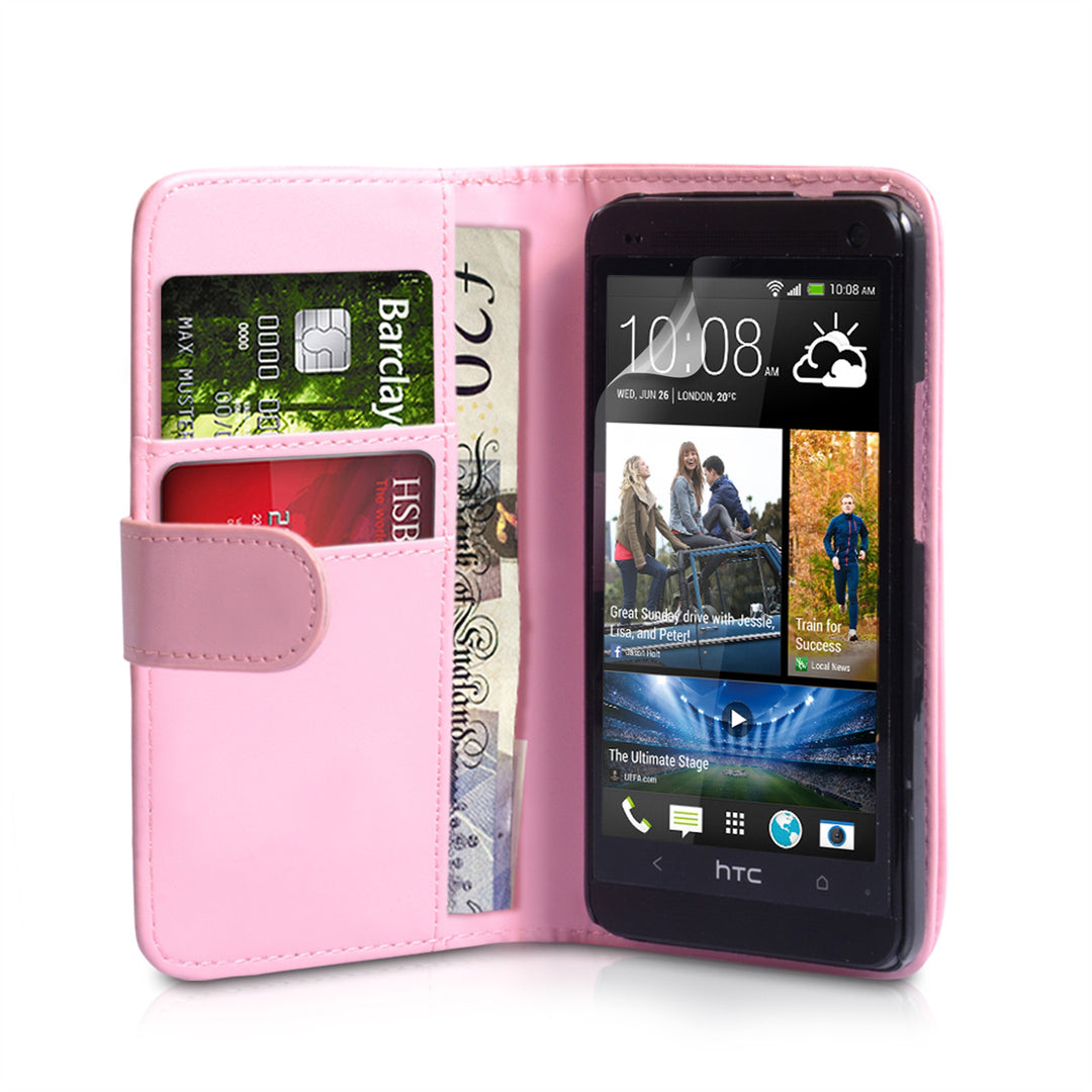 YouSave HTC One Mini Leather Effect Wallet Case - Baby Pink