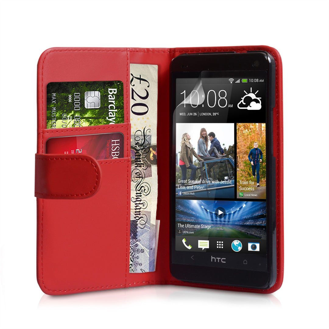 YouSave Accessories HTC ONE Mini Leather-Effect Wallet Case - Red