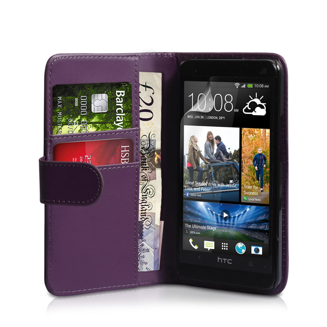 YouSave Accessories HTC ONE Mini Leather-Effect Wallet Case - Purple