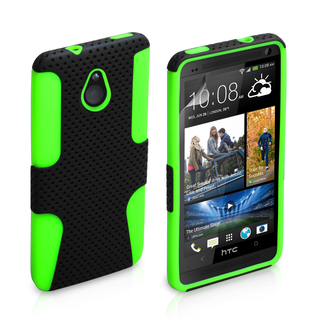 YouSave HTC ONE Mini Tough Mesh Combo Silicone Case - Green-Black