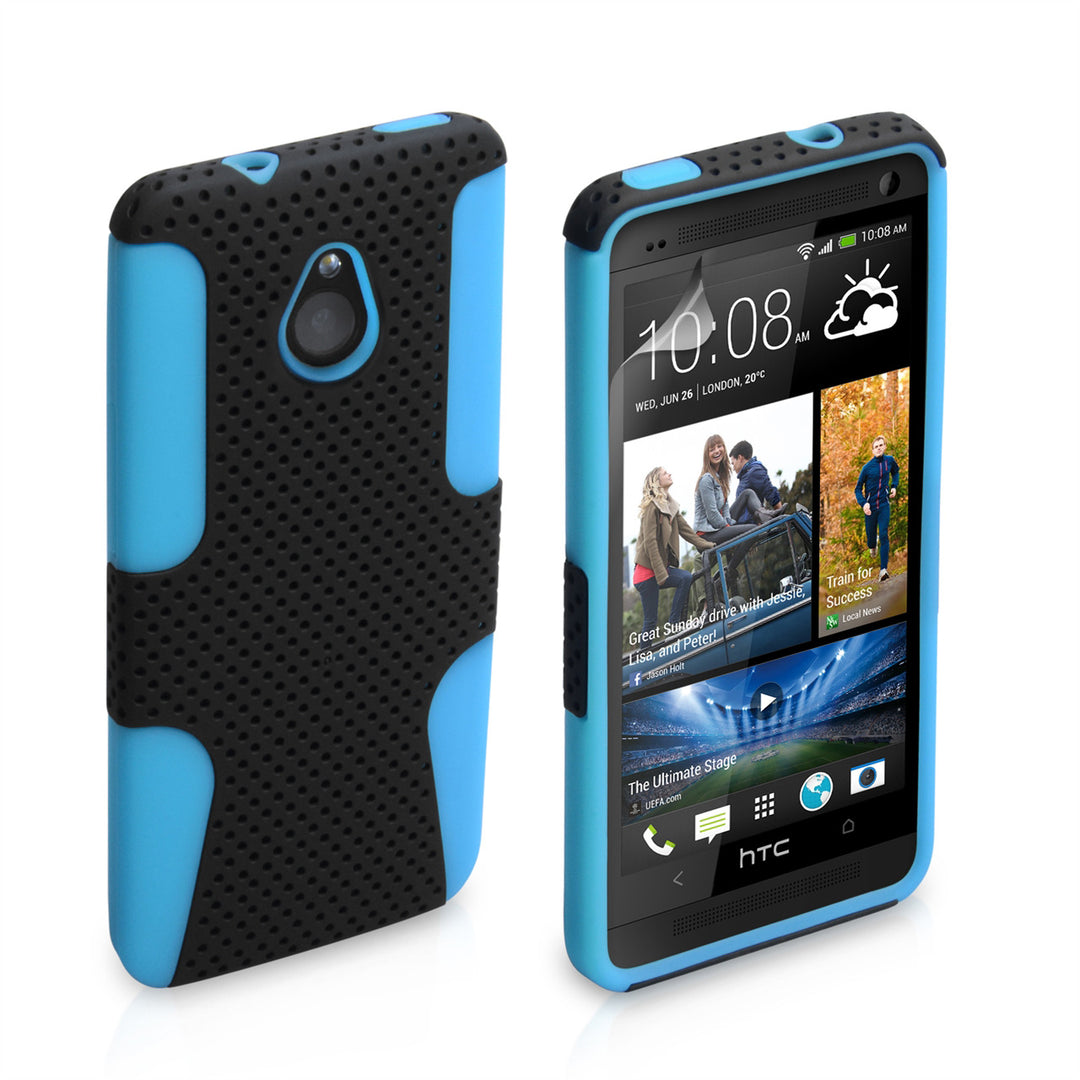 YouSave HTC ONE Mini Tough Mesh Combo Silicone Case - Blue-Black