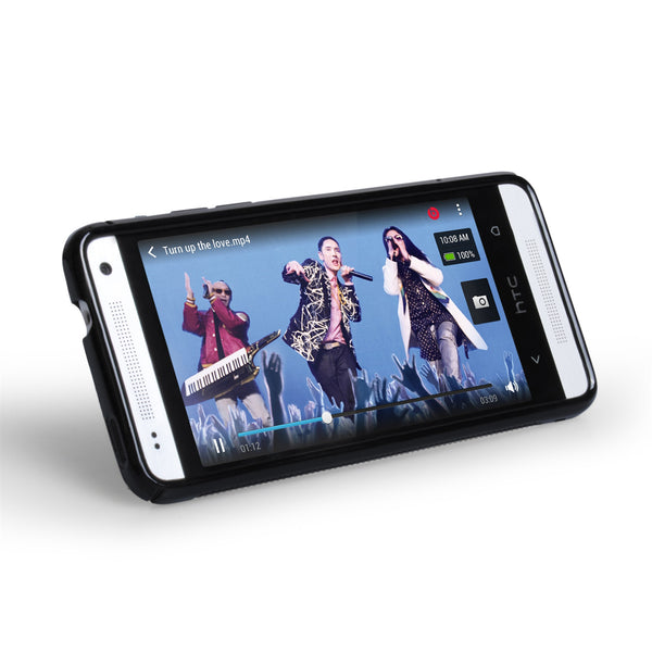 Caseflex HTC ONE Mini Silicone Gel S-Line Stand Case - Clear/Black 