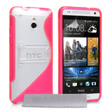 Caseflex HTC ONE Mini Silicone Gel S-Line Stand Case - White/Pink