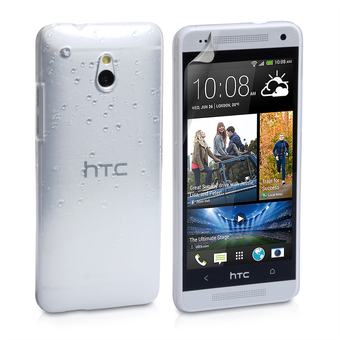 YouSave Accessories HTC ONE Mini Raindrop Hard Case - White-Clear