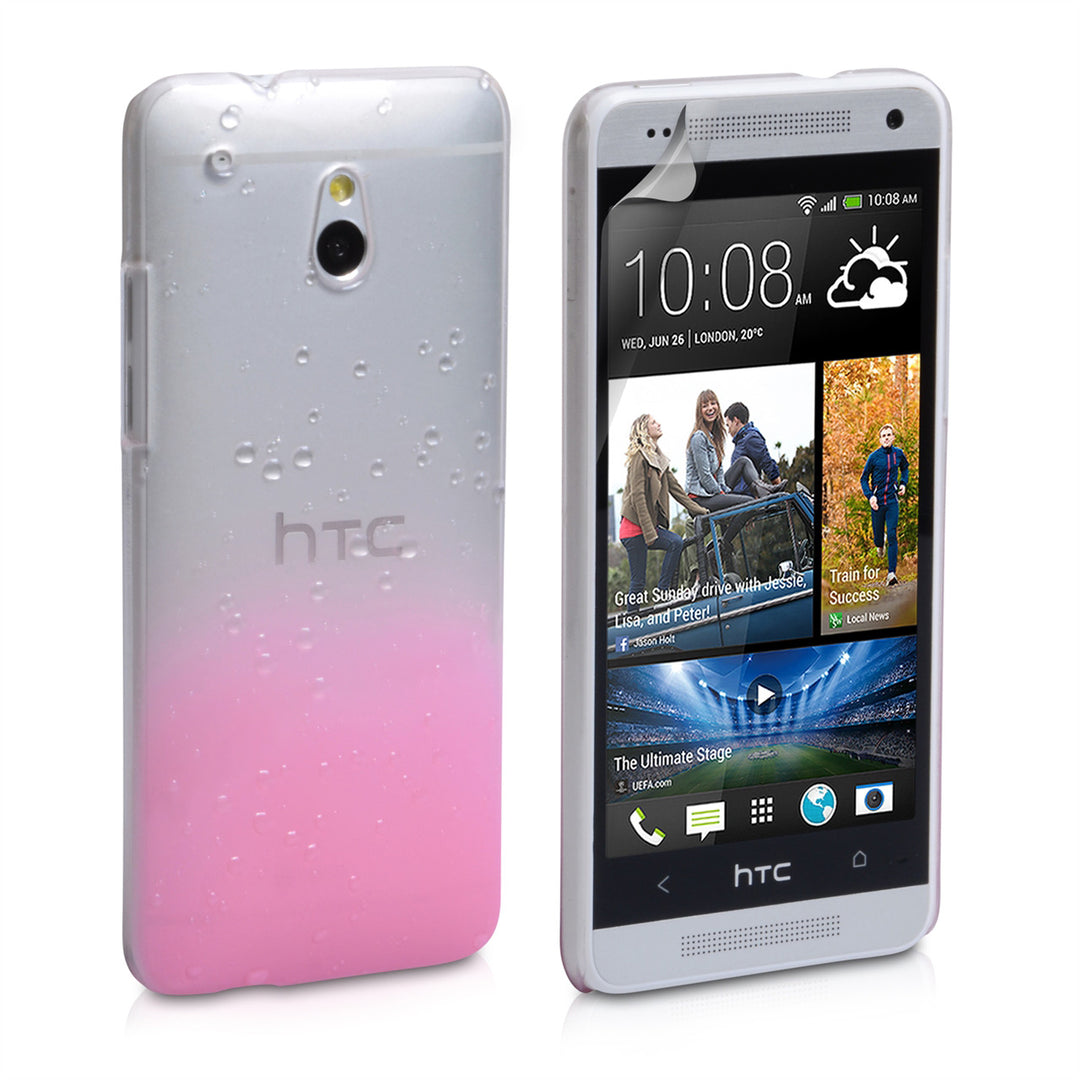 YouSave Accessories HTC ONE Mini Raindrop Hard Case - Baby Pink-Clear