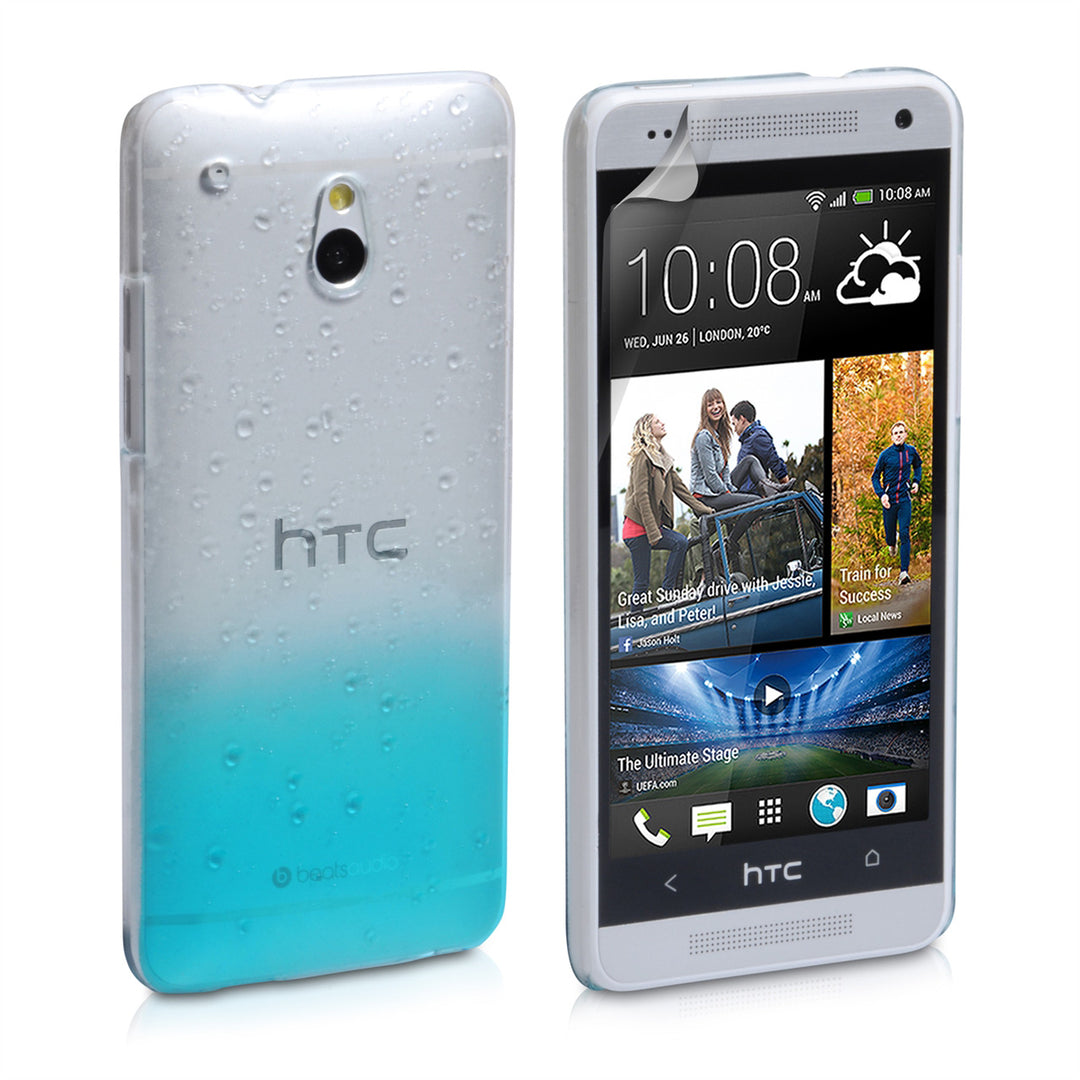 YouSave Accessories HTC ONE Mini Raindrop Hard Case - Blue-Clear
