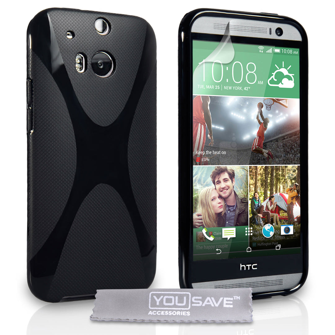 YouSave Accessories HTC One M8 Silicone Gel X-Line Case - Black