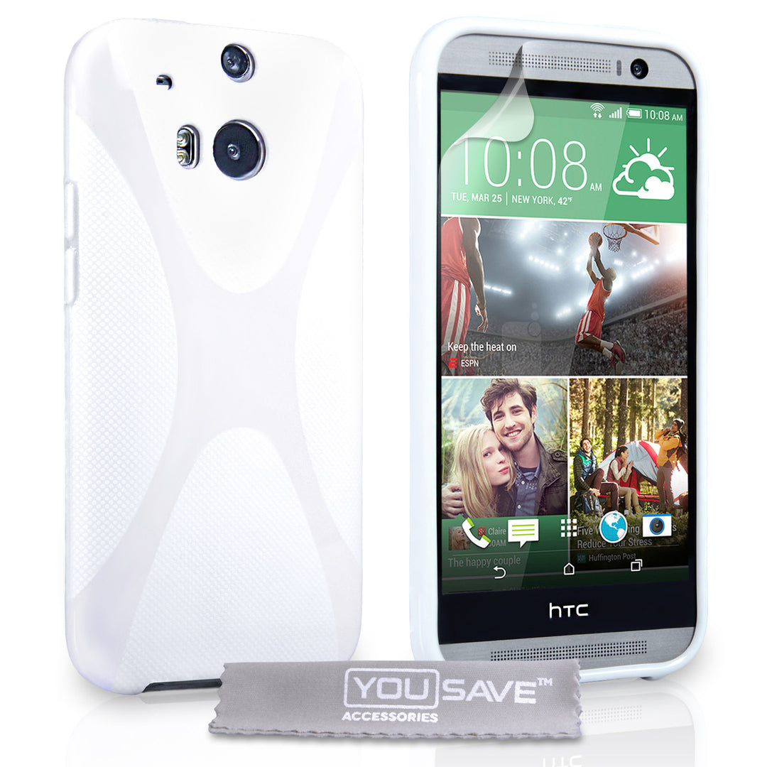 YouSave Accessories HTC One M8 Silicone Gel X-Line Case - White