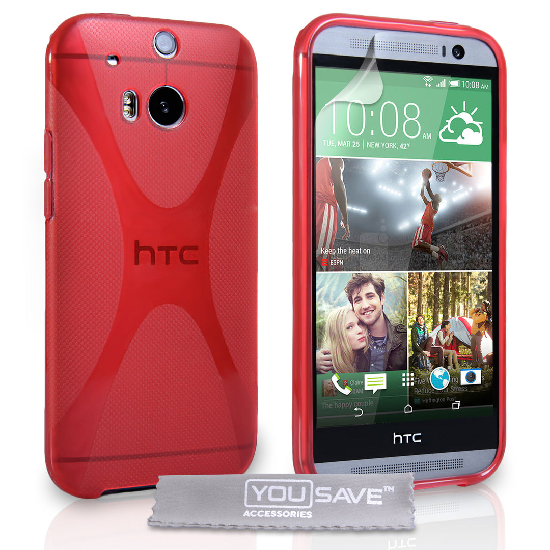 YouSave Accessories HTC One M8 Silicone Gel X-Line Case - Red