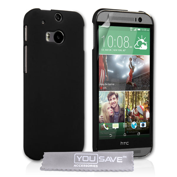 YouSave Accessories HTC One M8 Hard Hybrid Case - Black