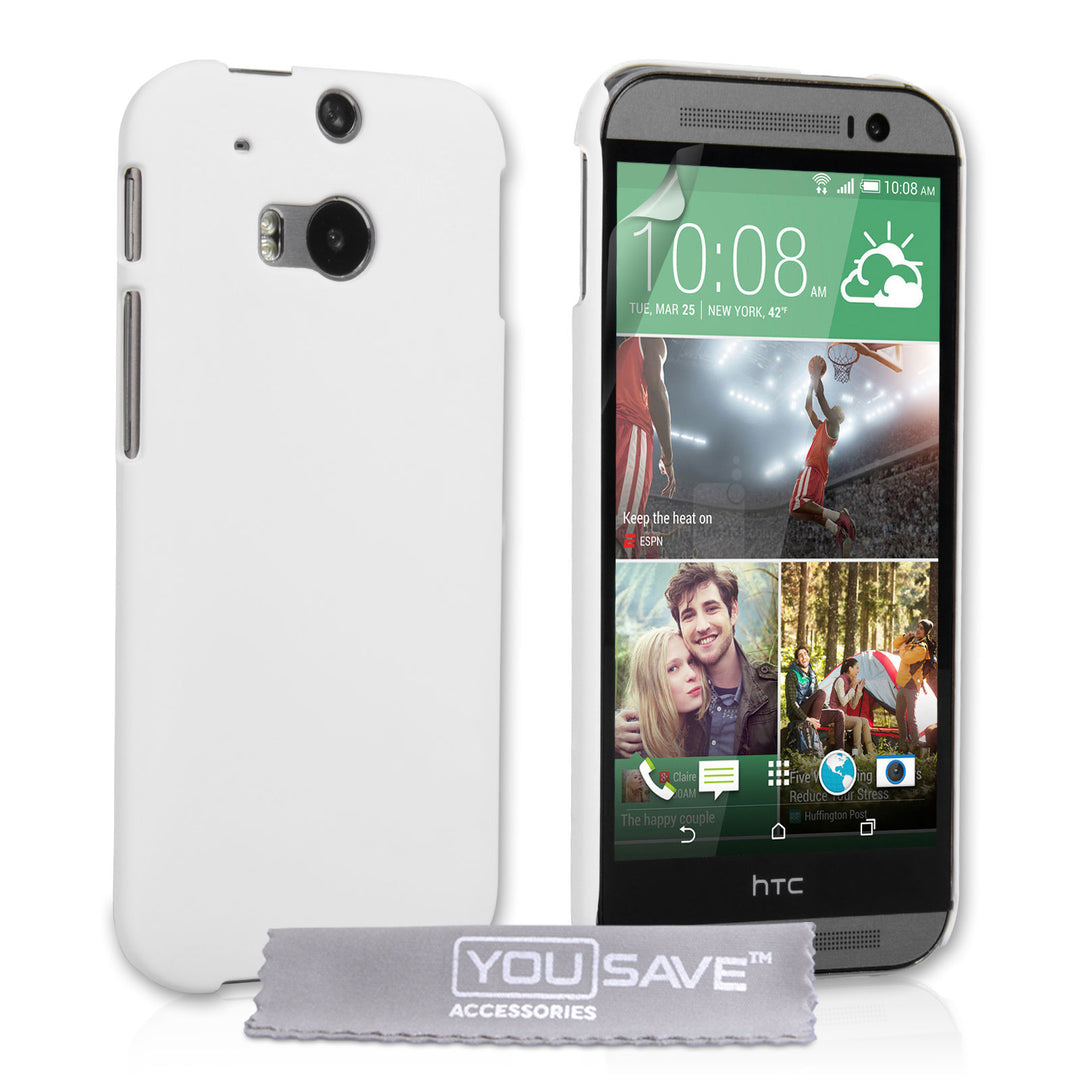 YouSave Accessories HTC One M8 Hard Hybrid Case - White