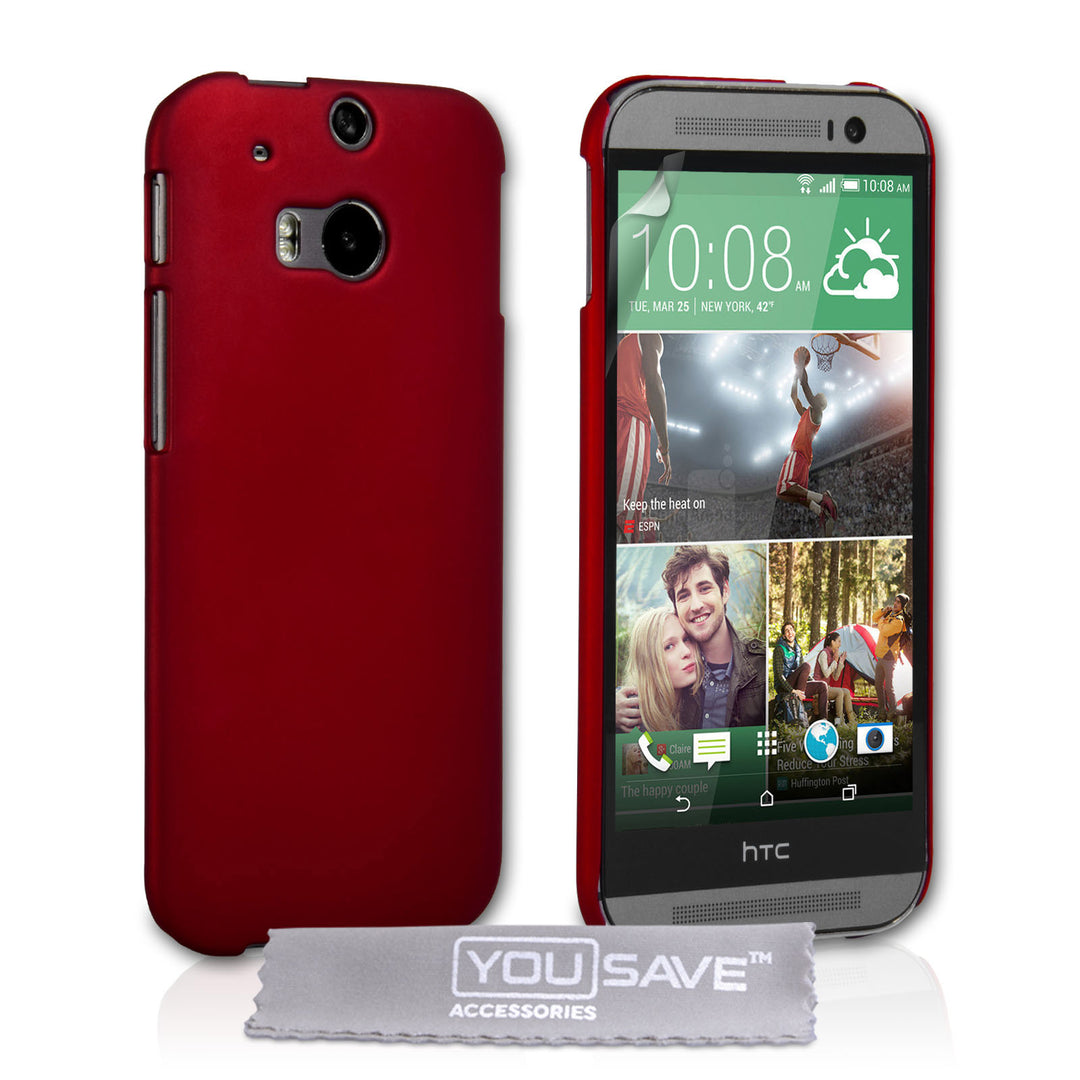 YouSave Accessories HTC One M8 Hard Hybrid Case - Red