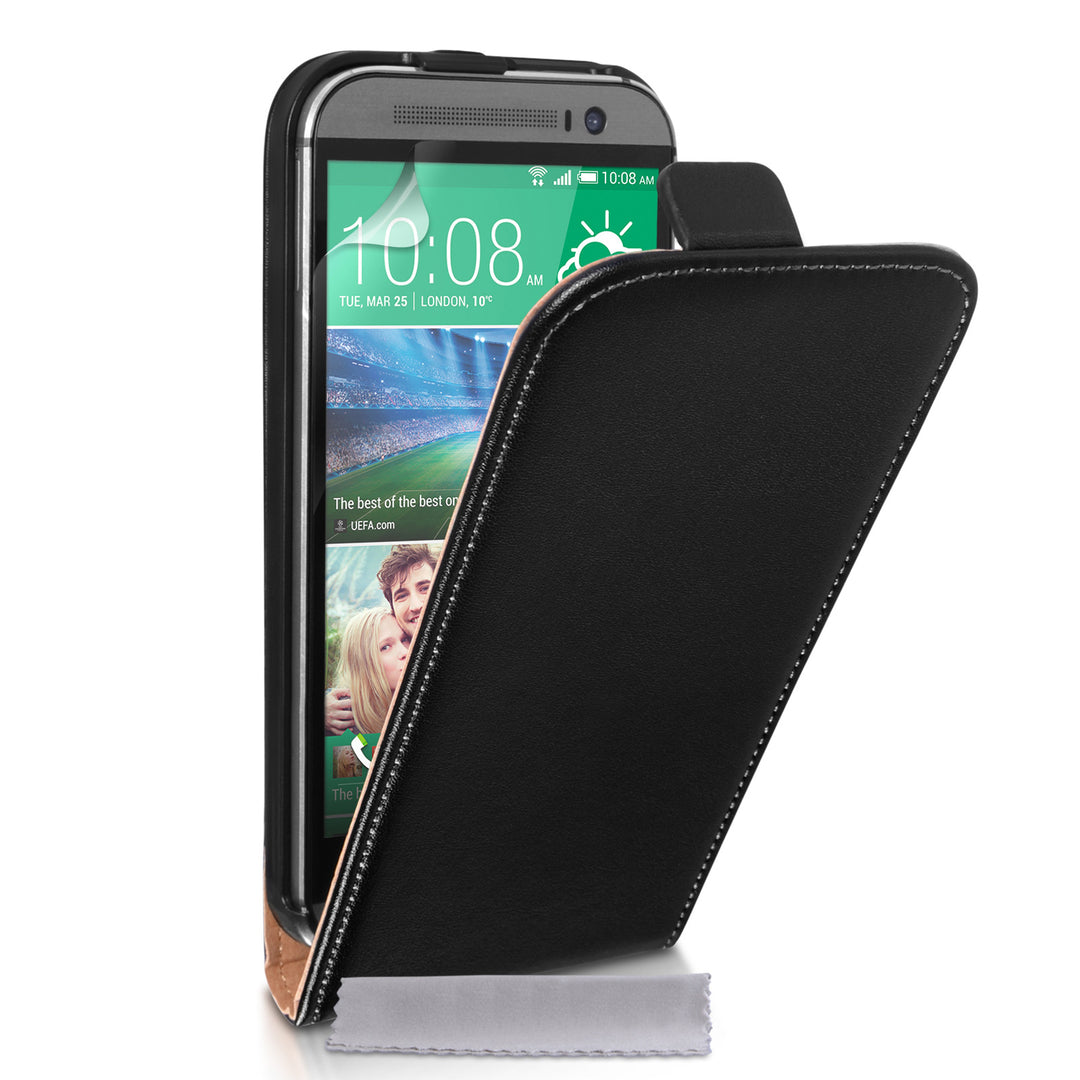 Caseflex HTC One M8 Real Leather Flip Case - Black