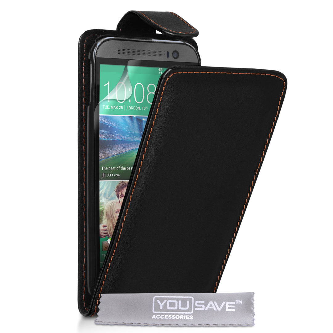 YouSave Accessories HTC One M8 Leather-Effect Flip Case - Black