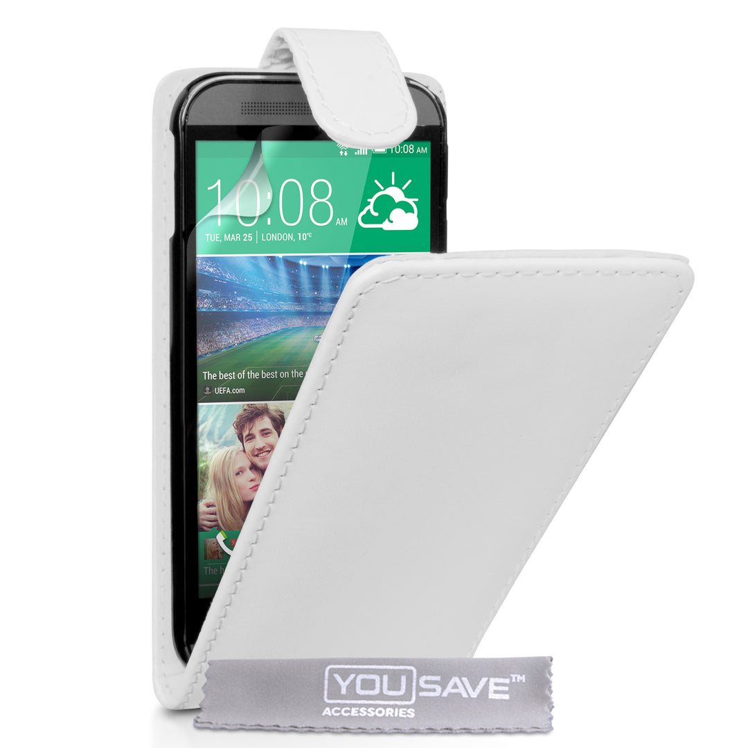 YouSave Accessories HTC One M8 Leather-Effect Flip Case - White