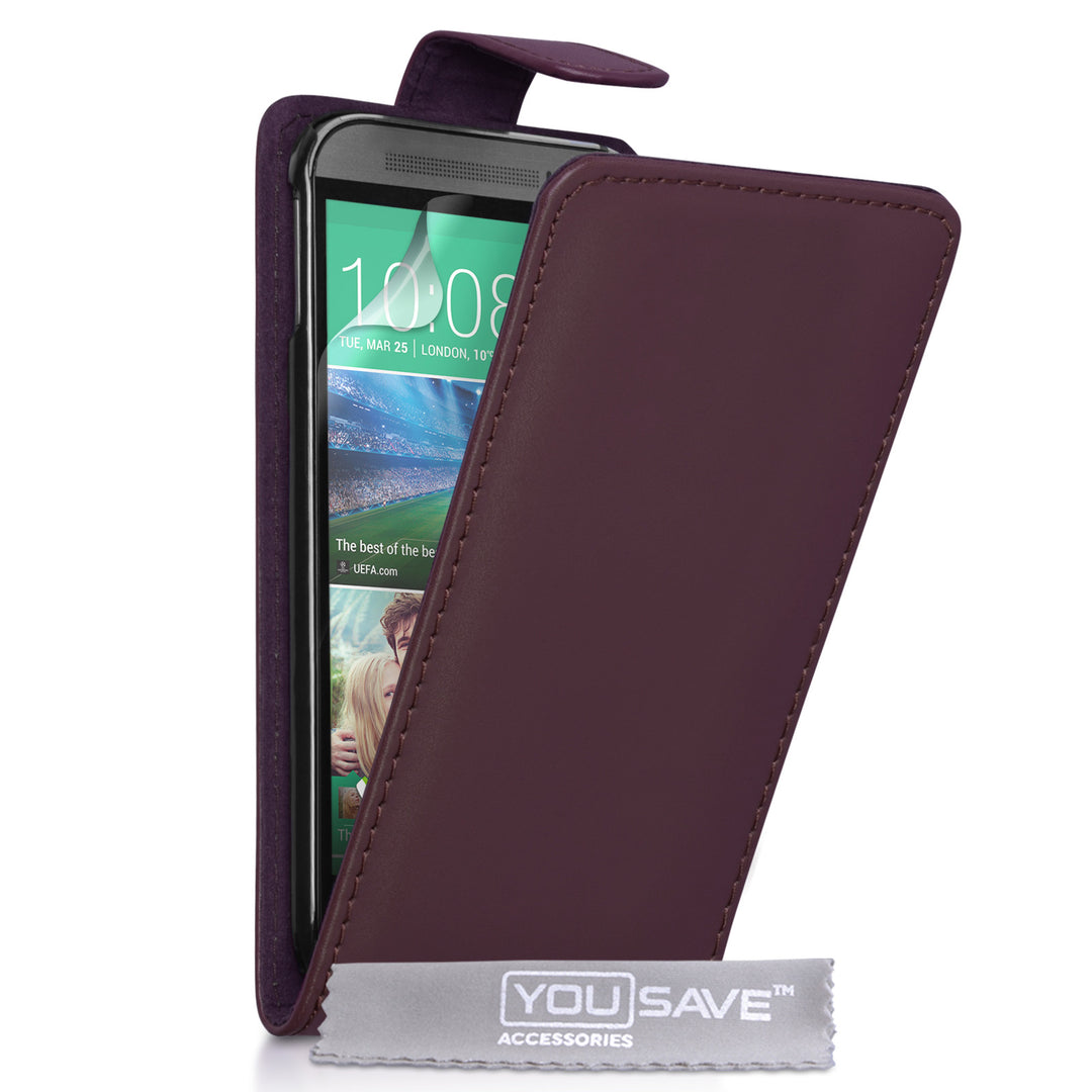 YouSave Accessories HTC One M8 Leather-Effect Flip Case - Purple